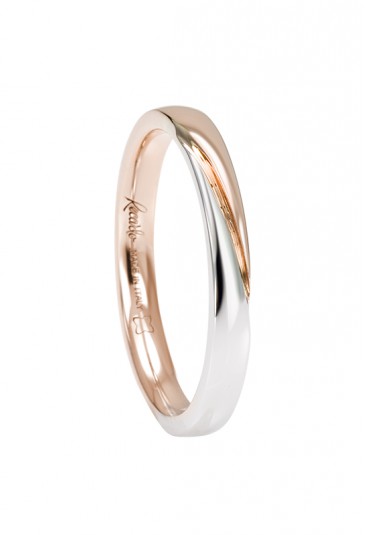 Classic Wedding ring 18 kt white and rose gold and inner diamond 2.95 mm