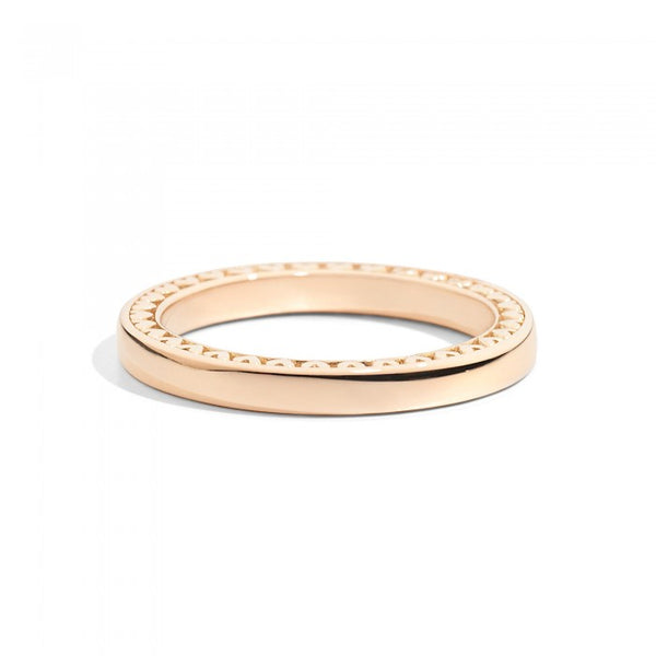 Anniversary wedding ring 18 kt yellow gold with heart-shaped bezel 2.35 mm