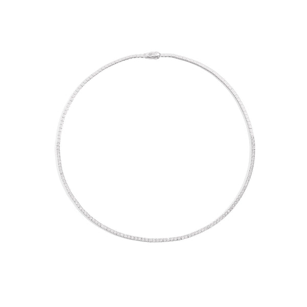 FACE CUBE Half tennis necklace 18 kt white gold and diamonds 1.25ct