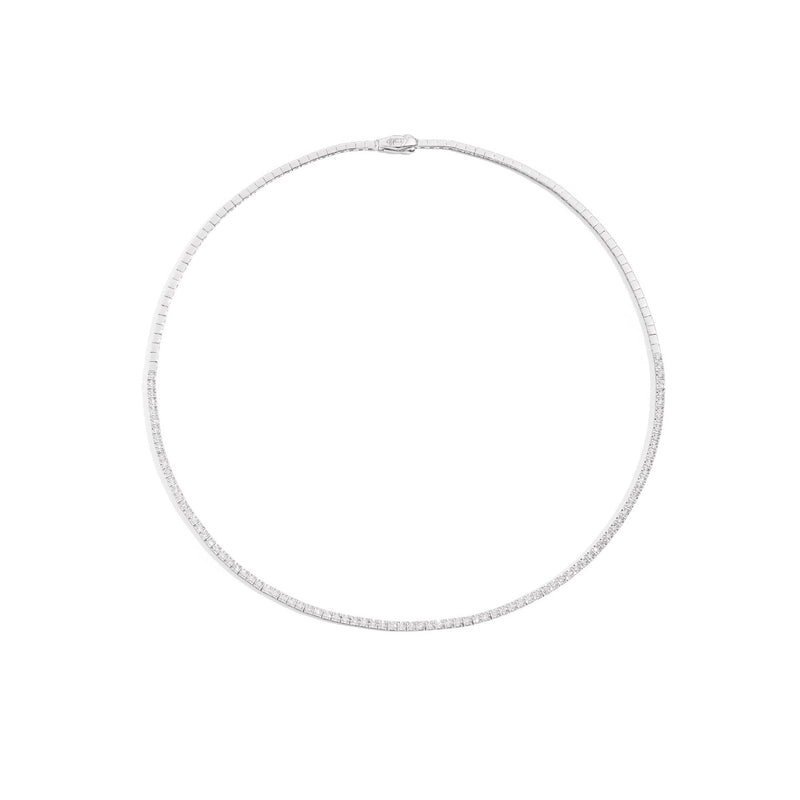 FACE CUBE Half tennis necklace 18 kt white gold and diamonds 1.25ct
