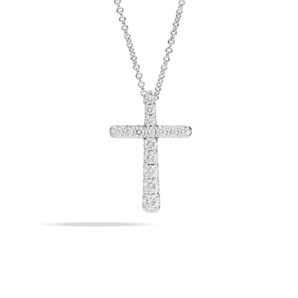 ANNIVERSARY Cross necklace 18 Kt white gold and diamonds RECARLO