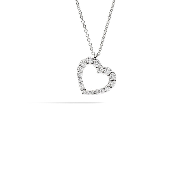 ANNIVERSARY Bezel-set heart shape necklace 18 kt white gold and diamonds