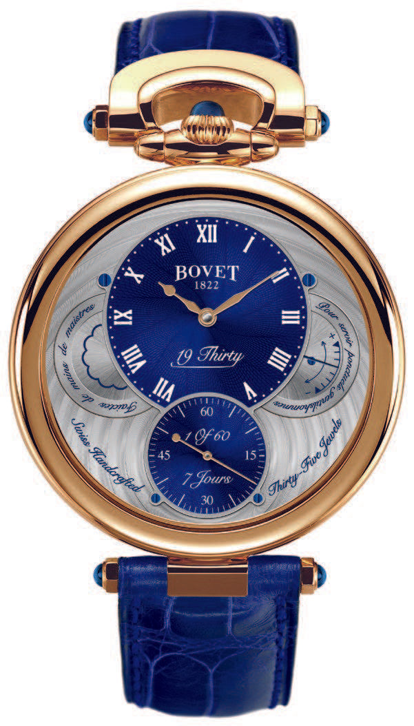 19 Thirty Blue Guilloché Red Gold