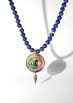 The Unnamed Society Talisman Plain Gold / Green Eye Lapis Lazuli