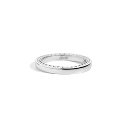 Anniversary wedding ring 18 kt white gold with heart-shaped bezel 2.35 mm