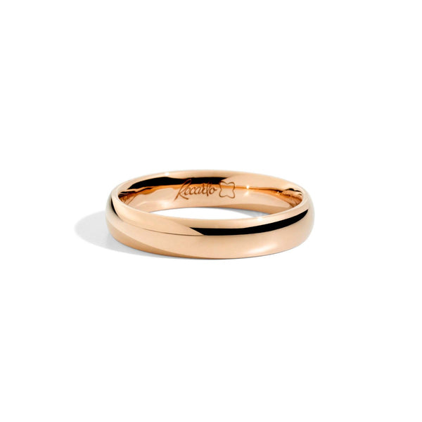 Classic wedding ring 18 kt pink gold and inner diamond 4.30 mm