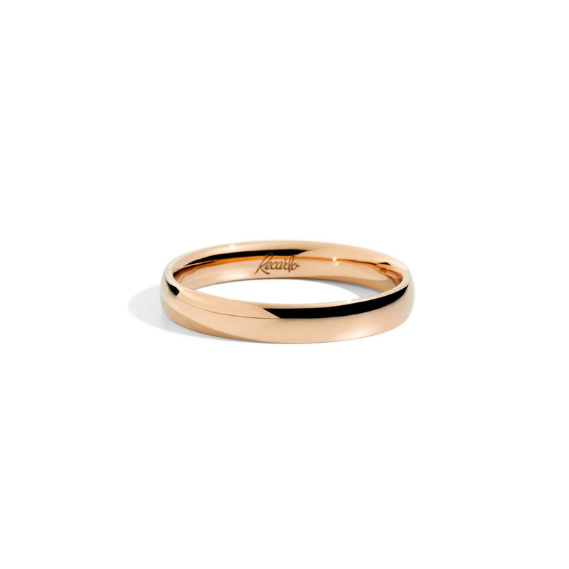 Classic wedding ring 18 kt pink gold and inner diamond 3.40 mm